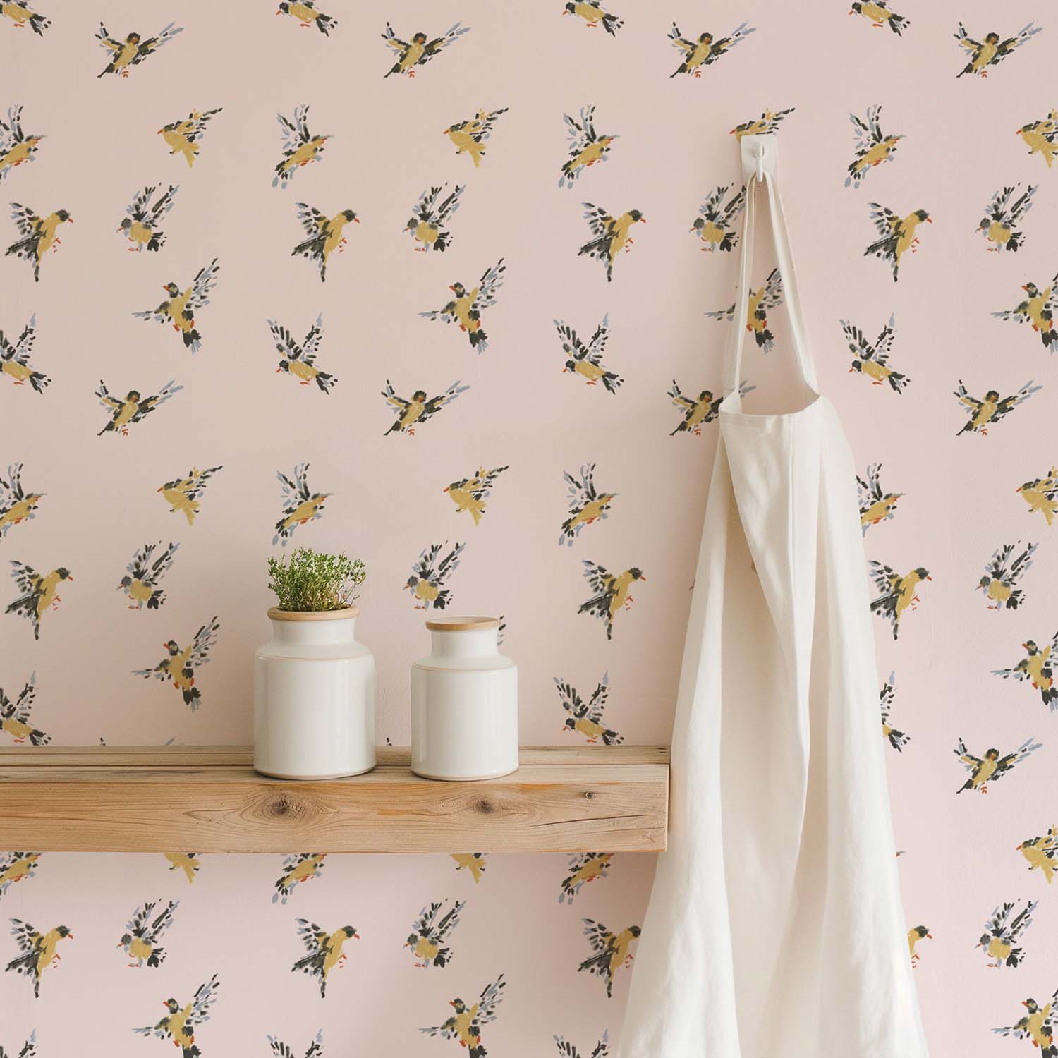 Mitchell Black Flight of the Finches Wallpaper