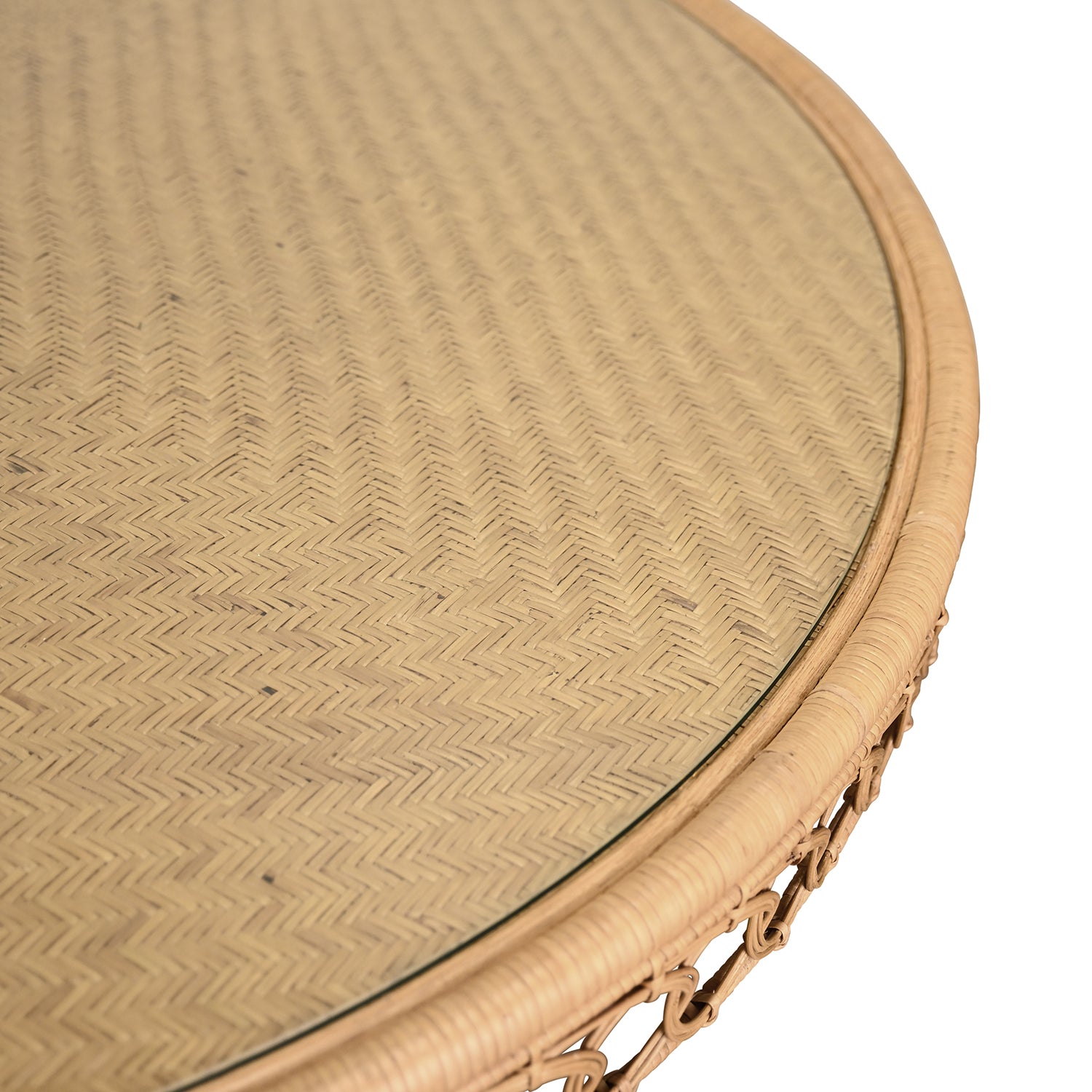 Detail of the Gabrielle 60 Pedestal Dining Table hardware and craftsmanship
