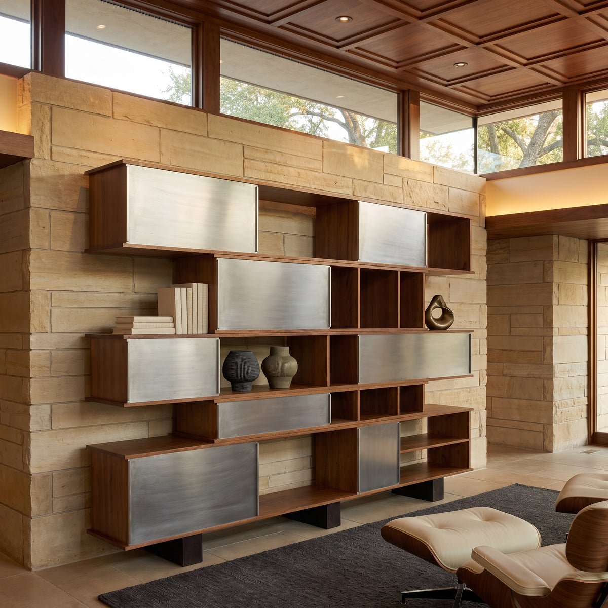 Noir Cyrus Shelving with Aluminum Panels