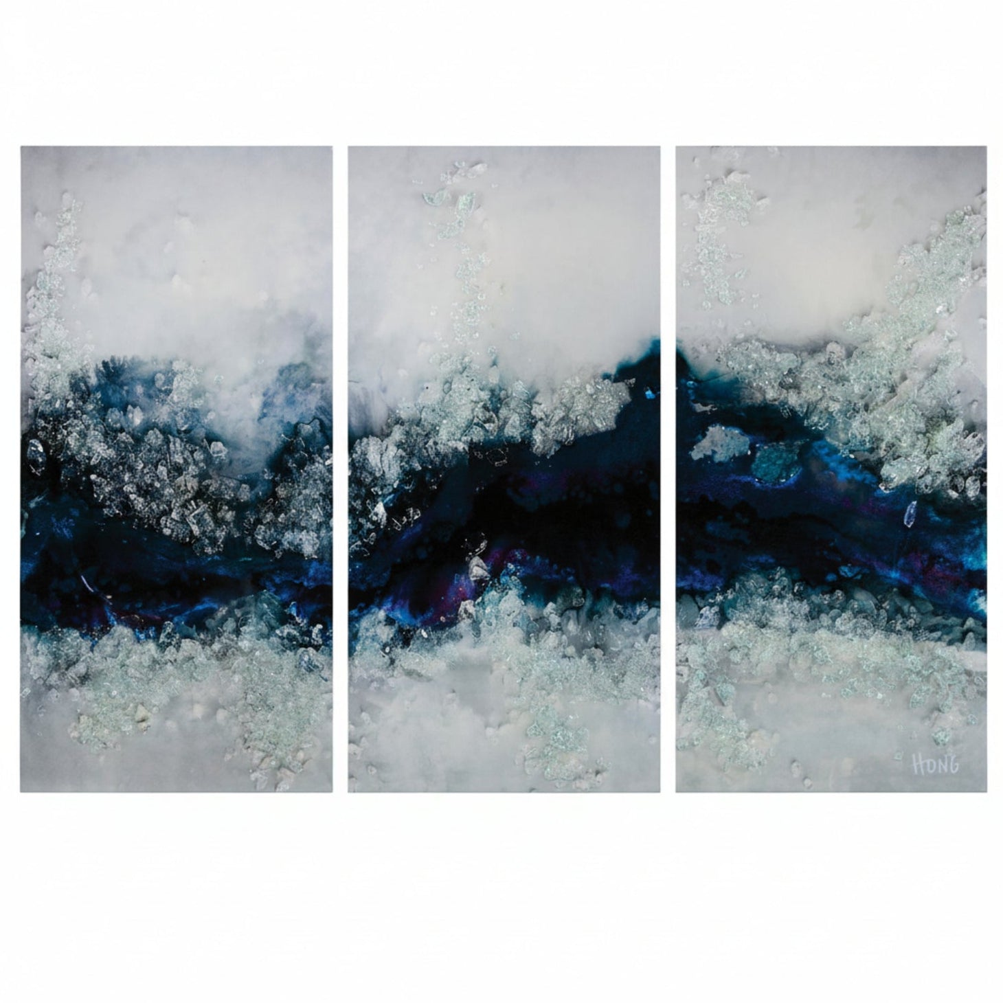 John Richard Mary Hong's Flowing River Triptych Framed Art Set of 3