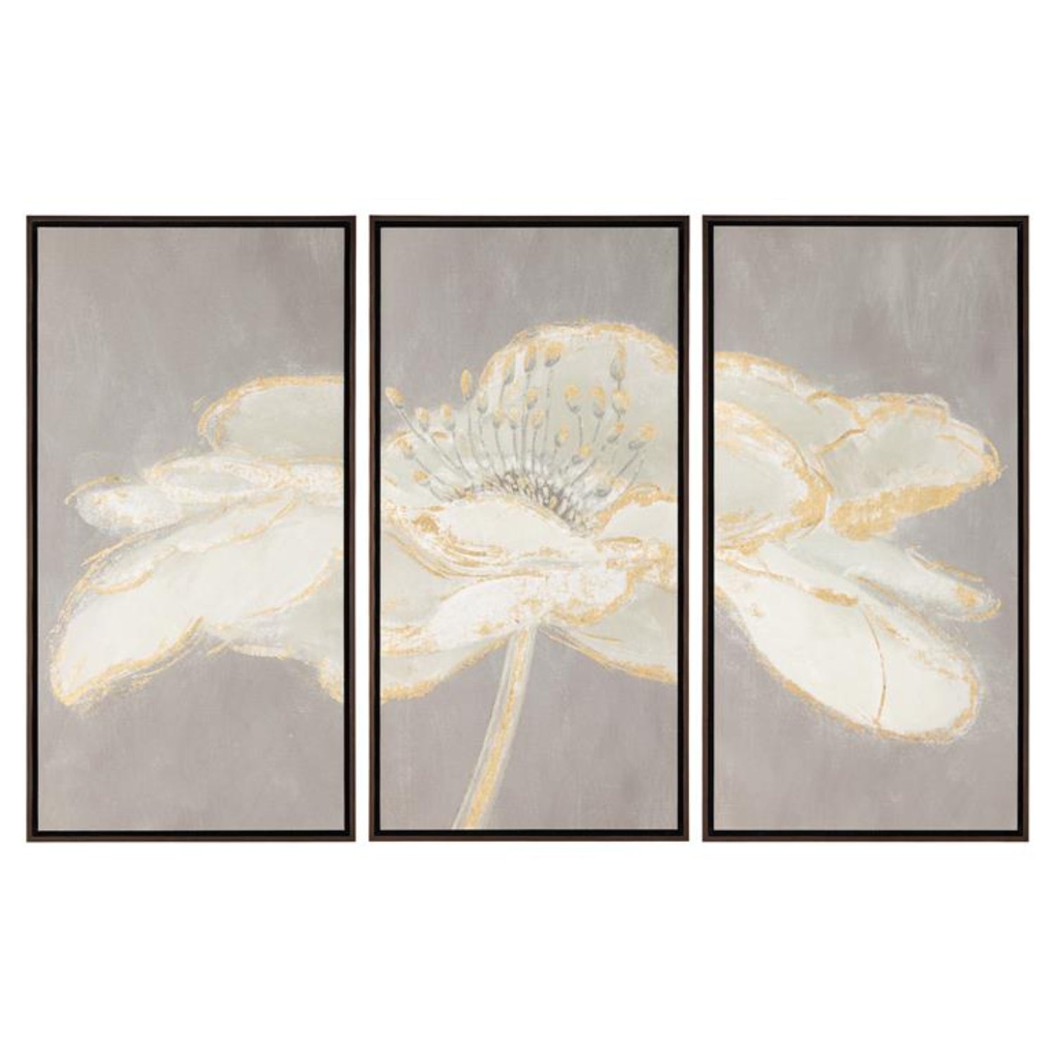 John Richard Linda Wood's Moon Daisy Triptych Framed Art Set of 3