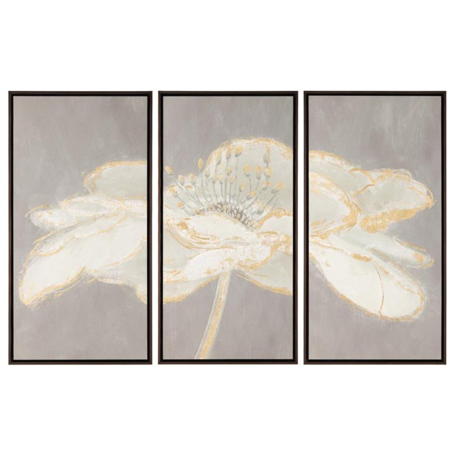 John Richard Linda Wood's Moon Daisy Triptych Framed Art Set of 3
