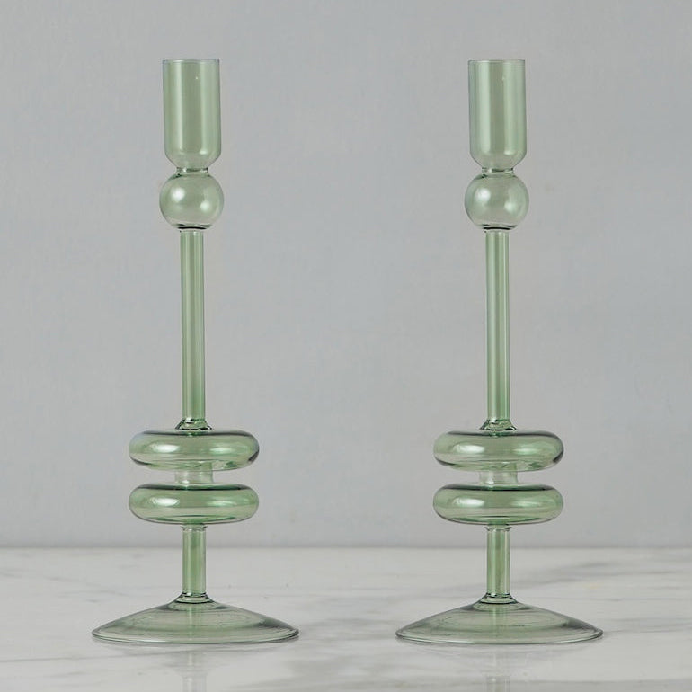 Etu Home Glass Candlestick Set of 2
