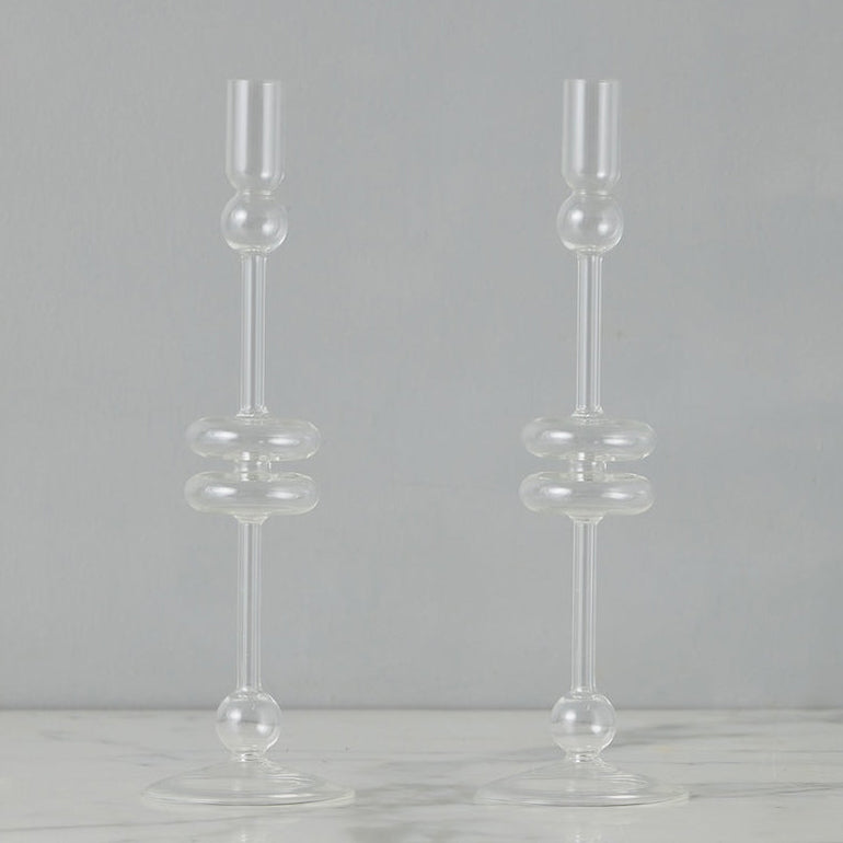 Etu Home Glass Candlestick Set of 2