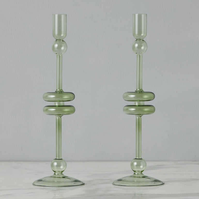 Etu Home Glass Candlestick Set of 2