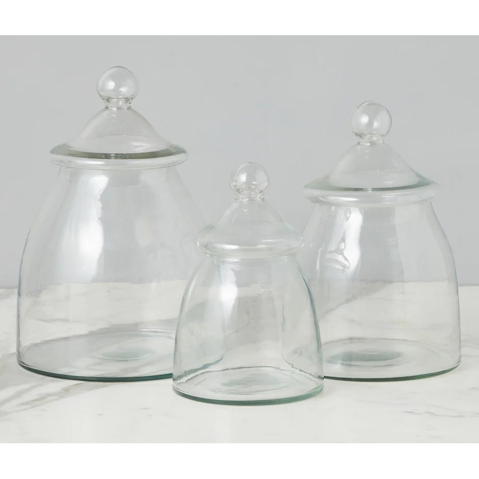 Etu Home Vintage Glass Bon Bon Jar with Lid Set of 2