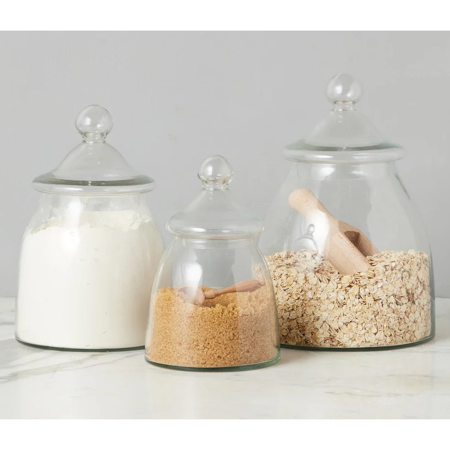 Etu Home Vintage Glass Bon Bon Jar with Lid Set of 2