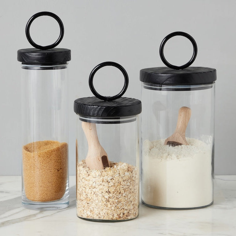 Etu Home Ring Handle Glass Canister Set of 3
