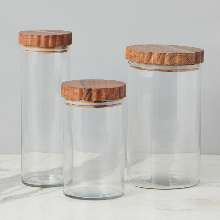 Etu Home Scalloped Glass Canister Set of 3