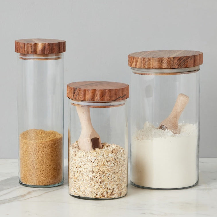 Etu Home Scalloped Glass Canister Set of 3