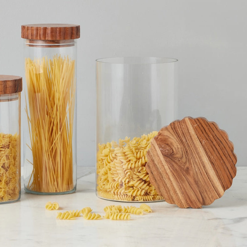 Etu Home Scalloped Glass Canister Set of 3