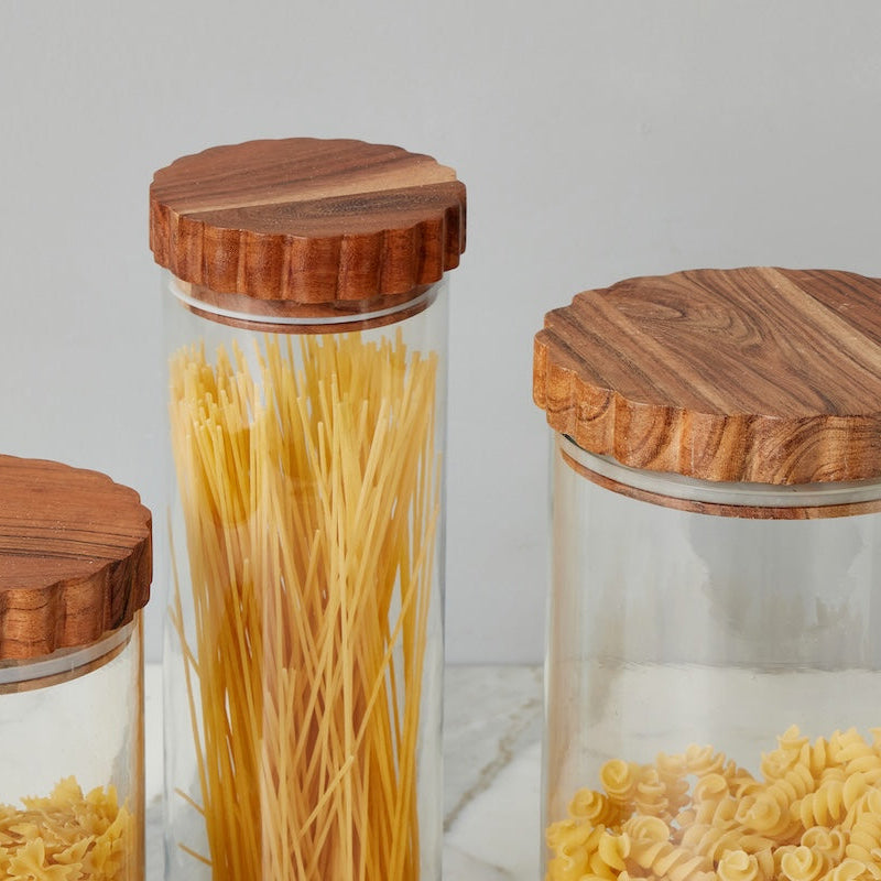 Etu Home Scalloped Glass Canister Set of 3