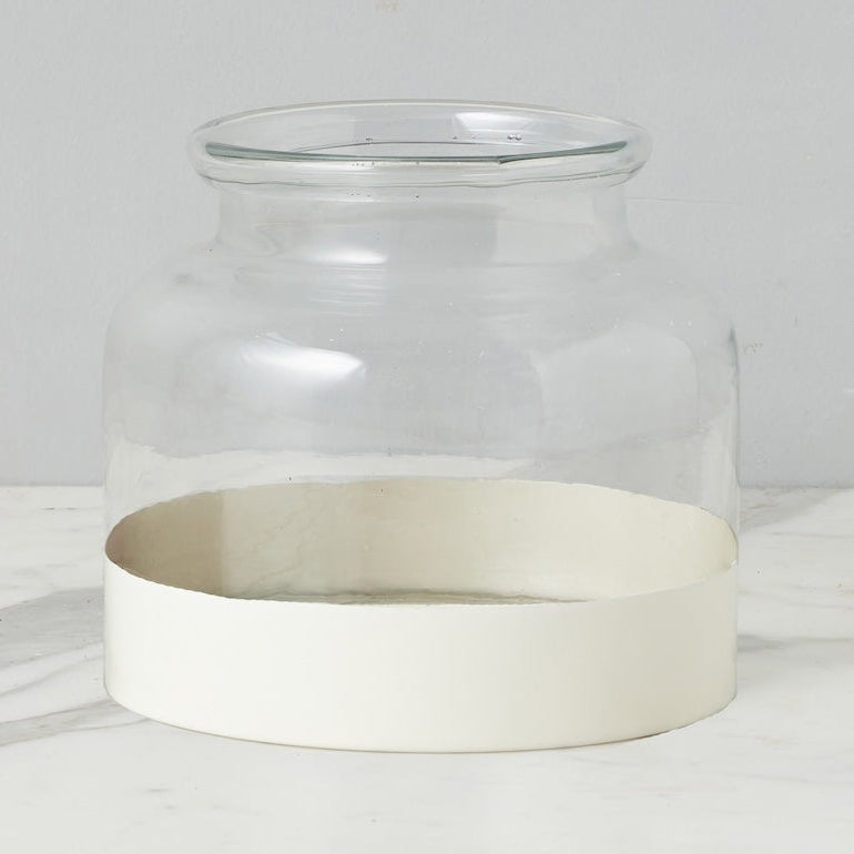 Etu Home Glass Bloom White Removable Base Vase