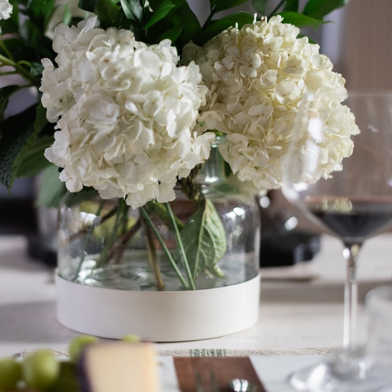 Etu Home Glass Bloom White Removable Base Vase