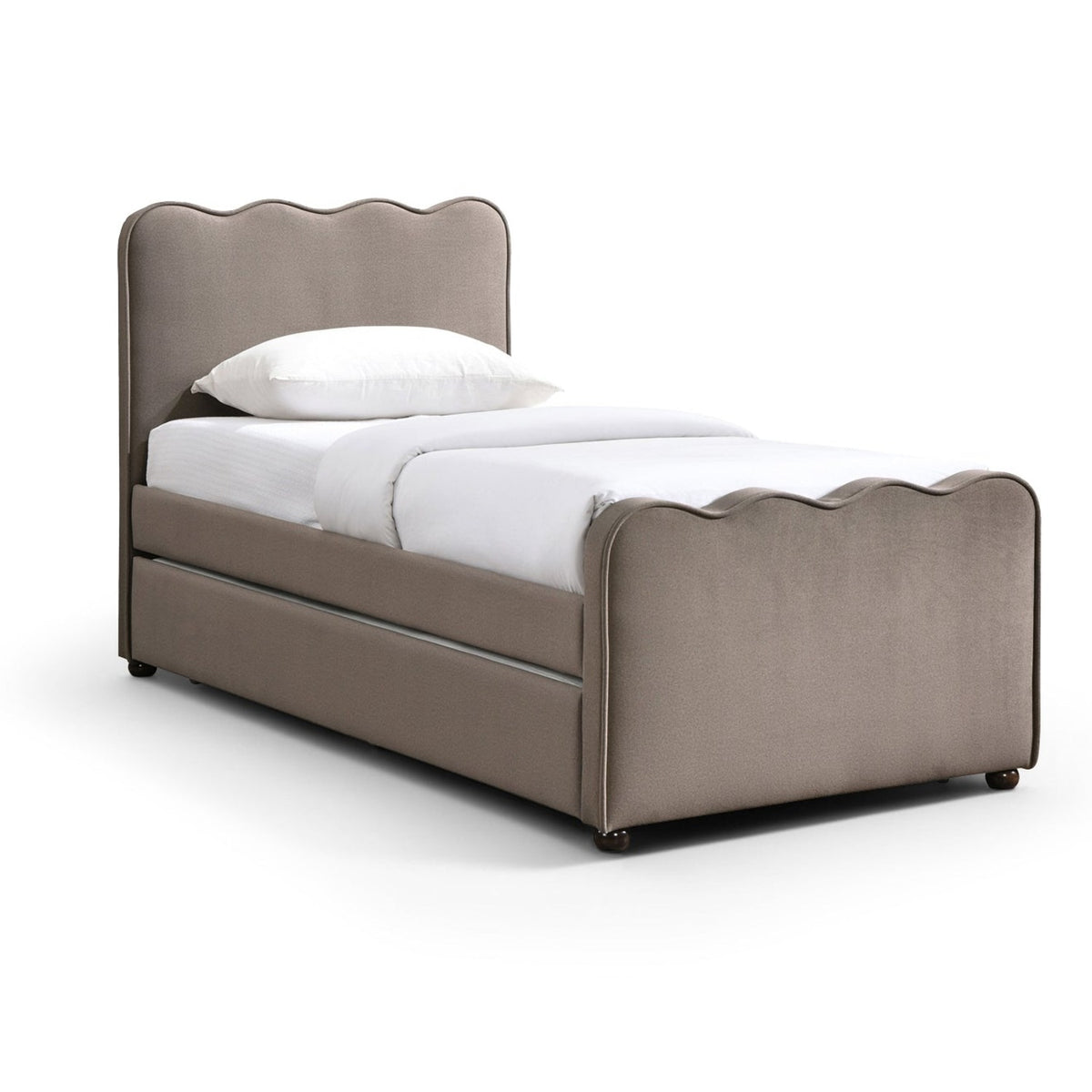 Gatsby Taupe Mohair Velvet Twin Trundle Bed in taupe mohair velvet, primary product view