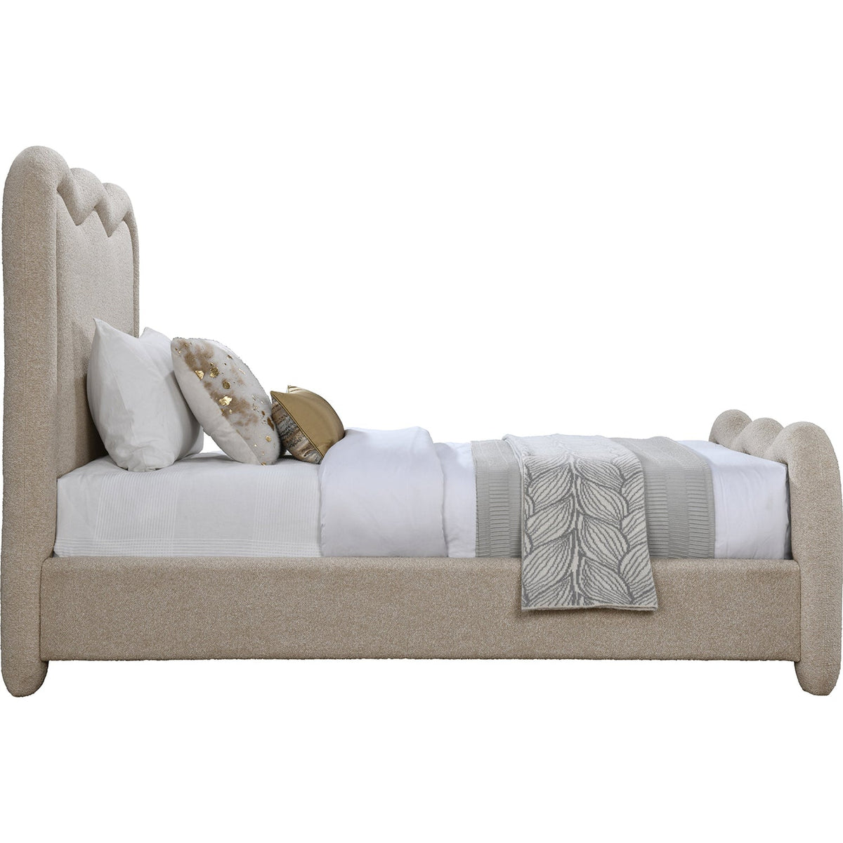 Gavin Beige Chenille Fabric Upholstered Bed
