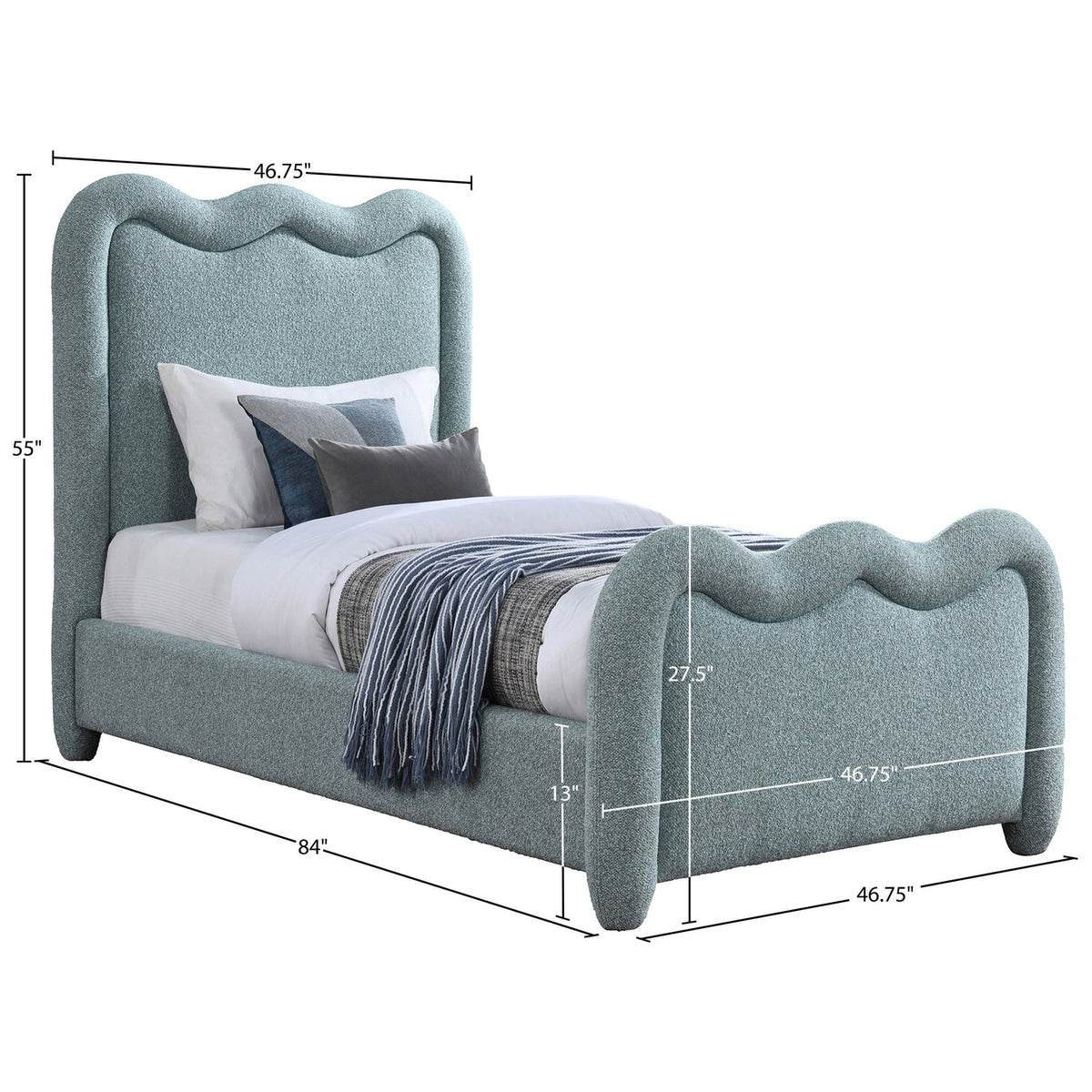 Gavin Blue Chenille Fabric Upholstered Bed
