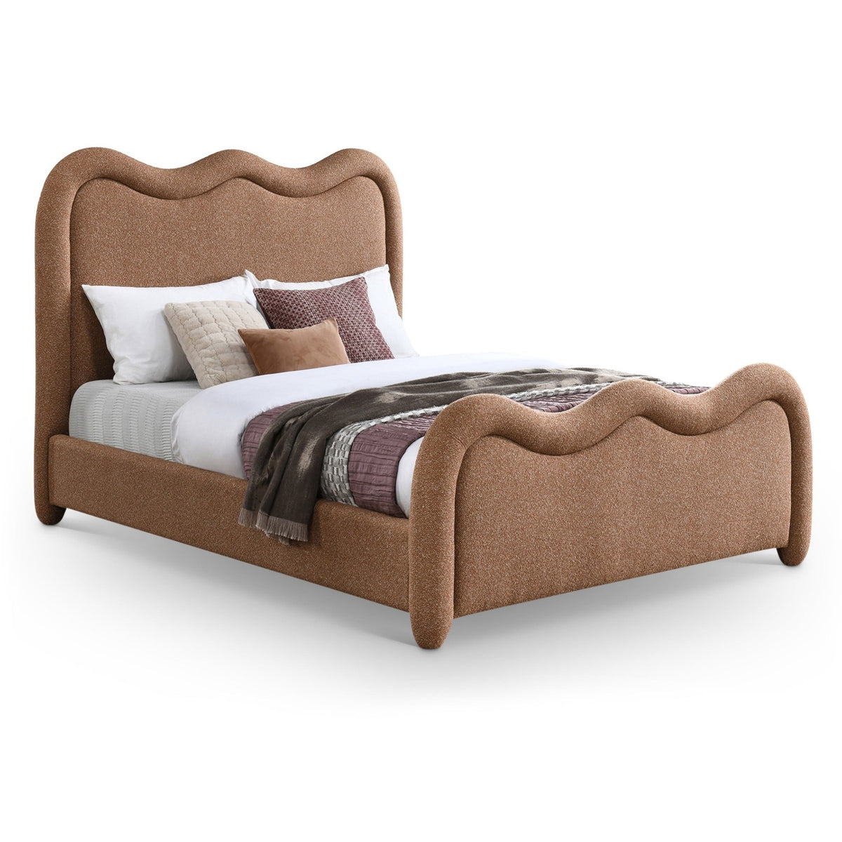 Gavin Cognac Chenille Fabric Upholstered Bed