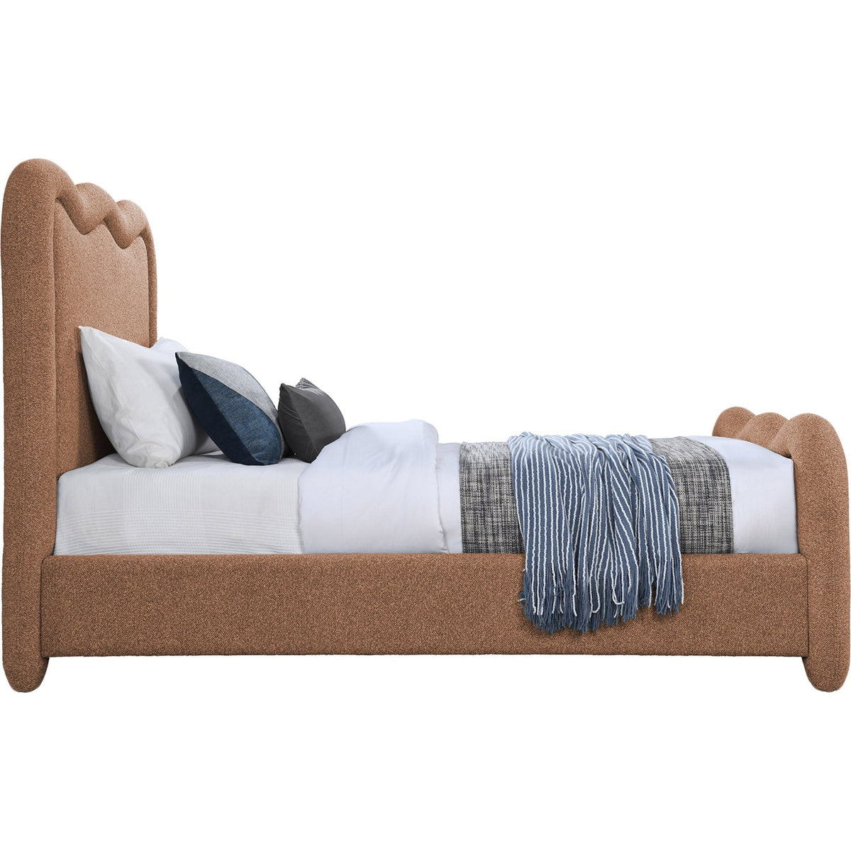 Gavin Cognac Chenille Fabric Upholstered Bed
