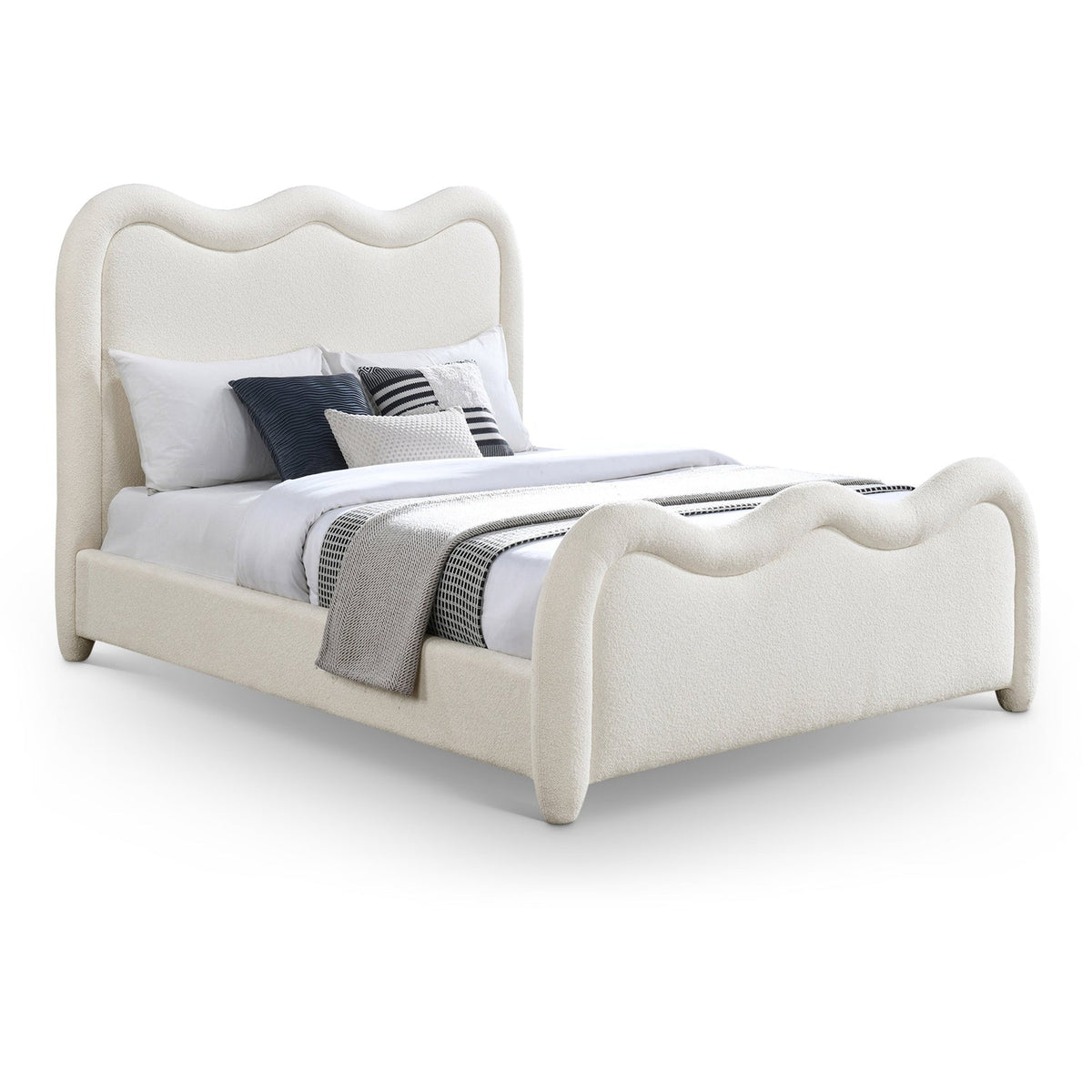 Gavin Cream Chenille Fabric Upholstered Bed