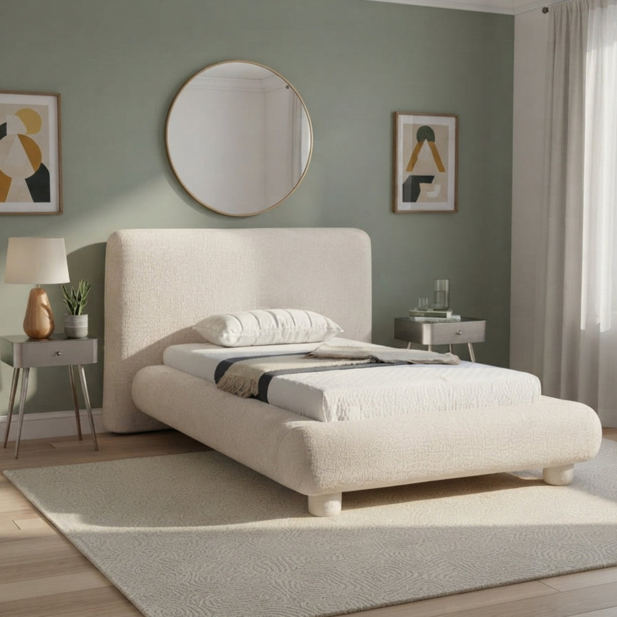 Blair Beige Fabric Upholstered Bed