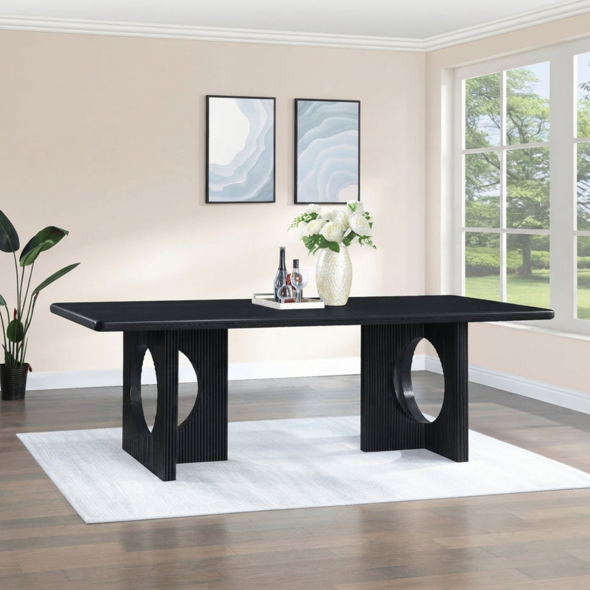 Rivas 94in Black Wood And Veneer Dining Table