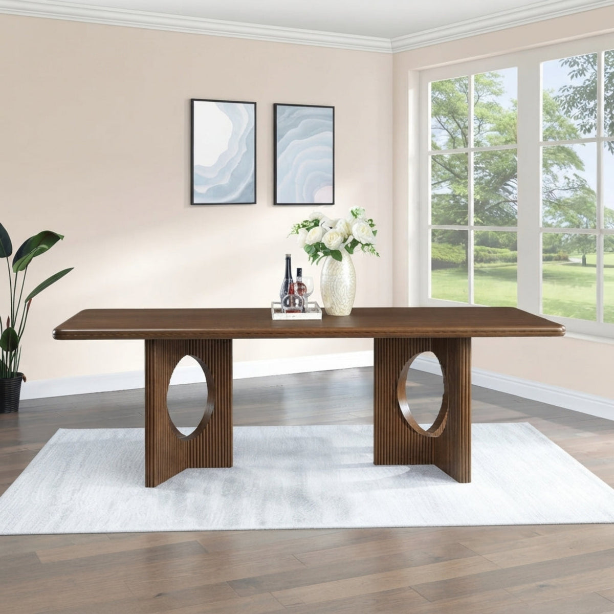 Rivas 94in Walnut Wood And Veneer Dining Table