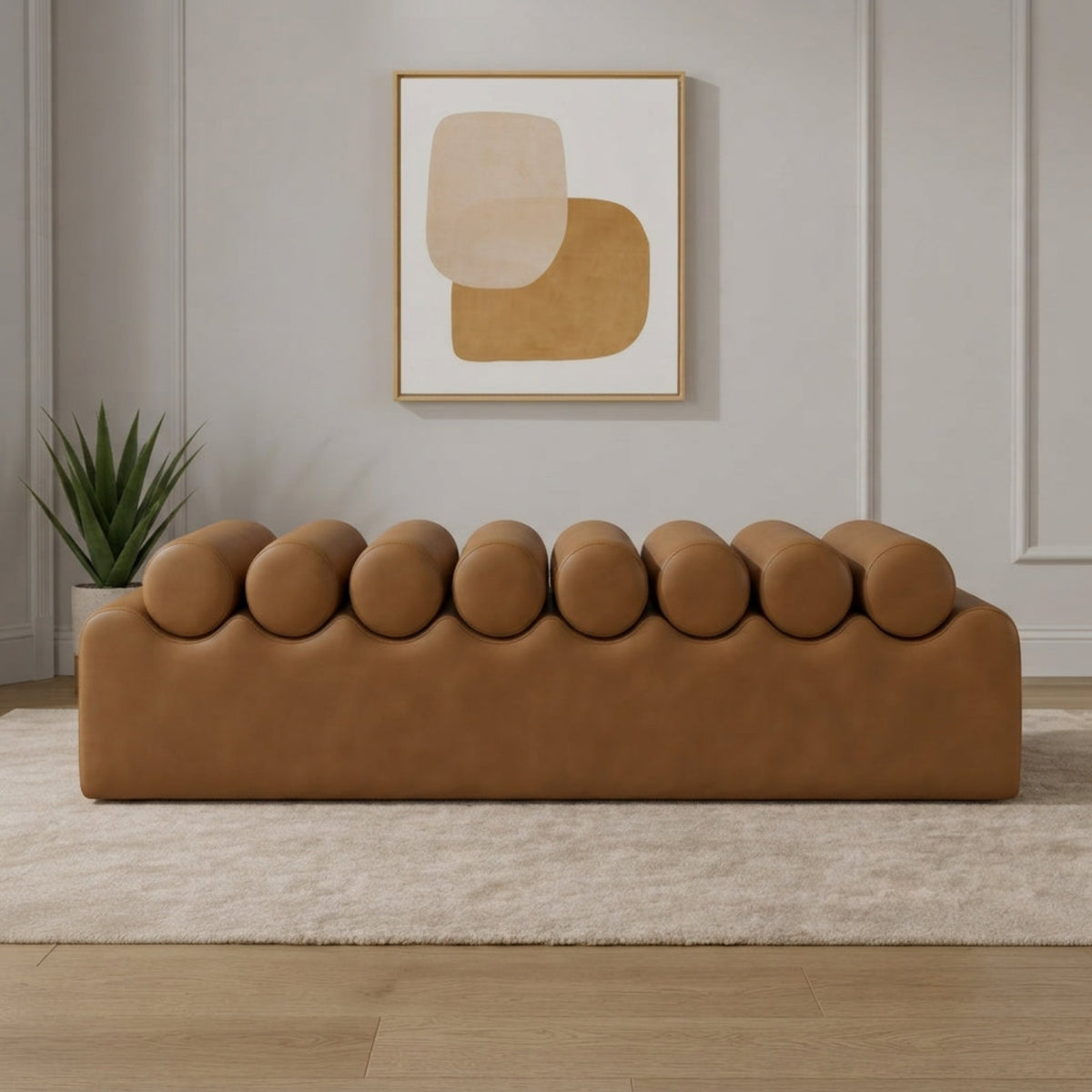 Rumble Brown Vegan Leather Upholstered Bench