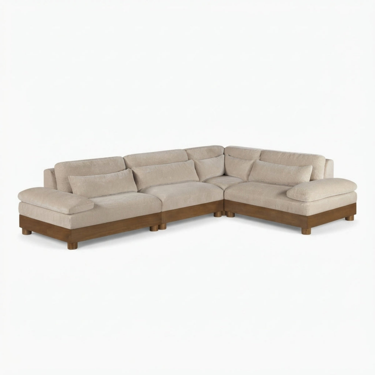 Turin 127.75in Taupe Chenille Fabric Upholstered 4 Piece Modular Sectional Sofa