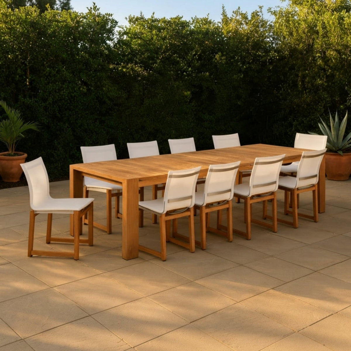 Tulum Off White Water Resistant Mesh Fabric Outdoor Patio Dining Side Chair