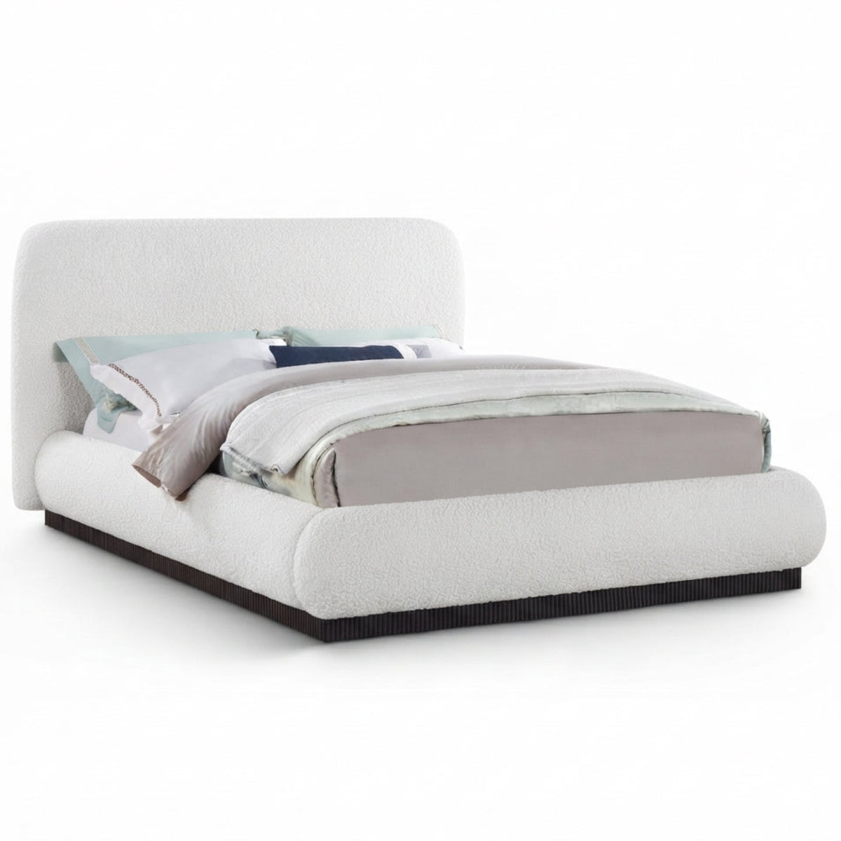 Rigby Cream Linen Textured Fabric Upholstered Bed