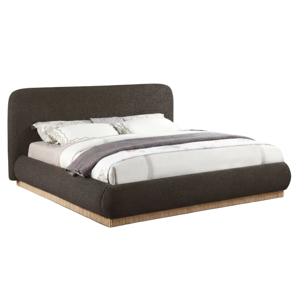 Rigby Brown Boucle Fabric Upholstered Bed