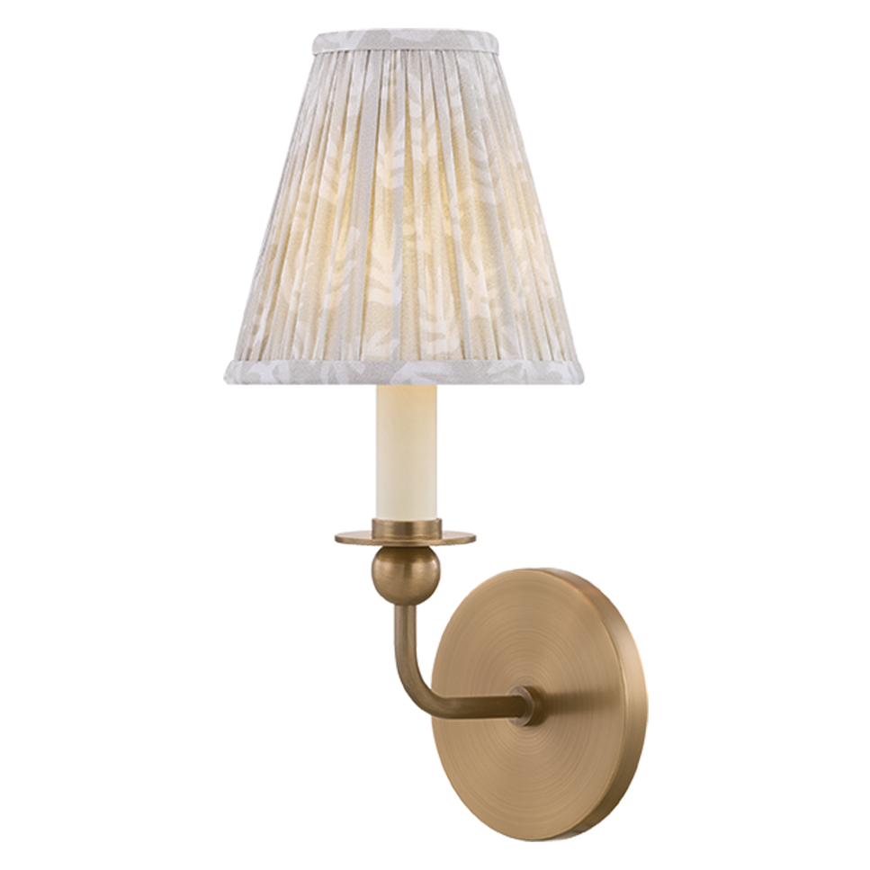 Kate Marker x Mitzi Ryle Wall Sconce in Patina Brass with Mae print shade, primary product view