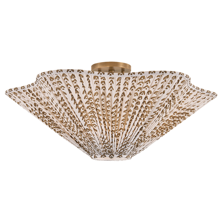 Kate Marker x Mitzi Elle Semi Flush Mount in Patina Brass with Leo print, primary product view