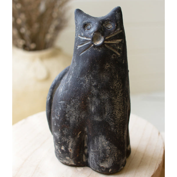 Clay Cat Figurine Set of 2 Paynes Gray