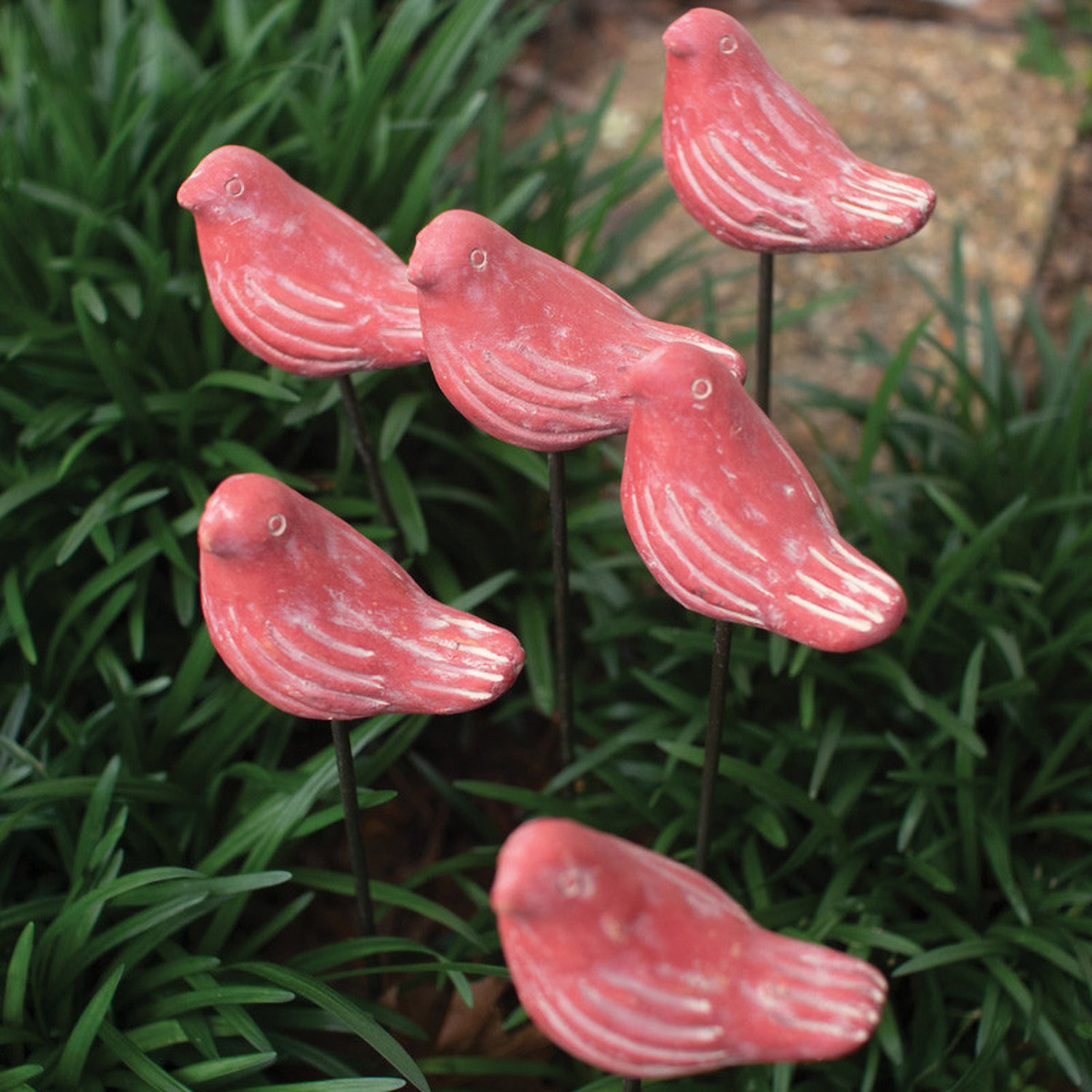 Bird Clay Plant Stake Set of 12