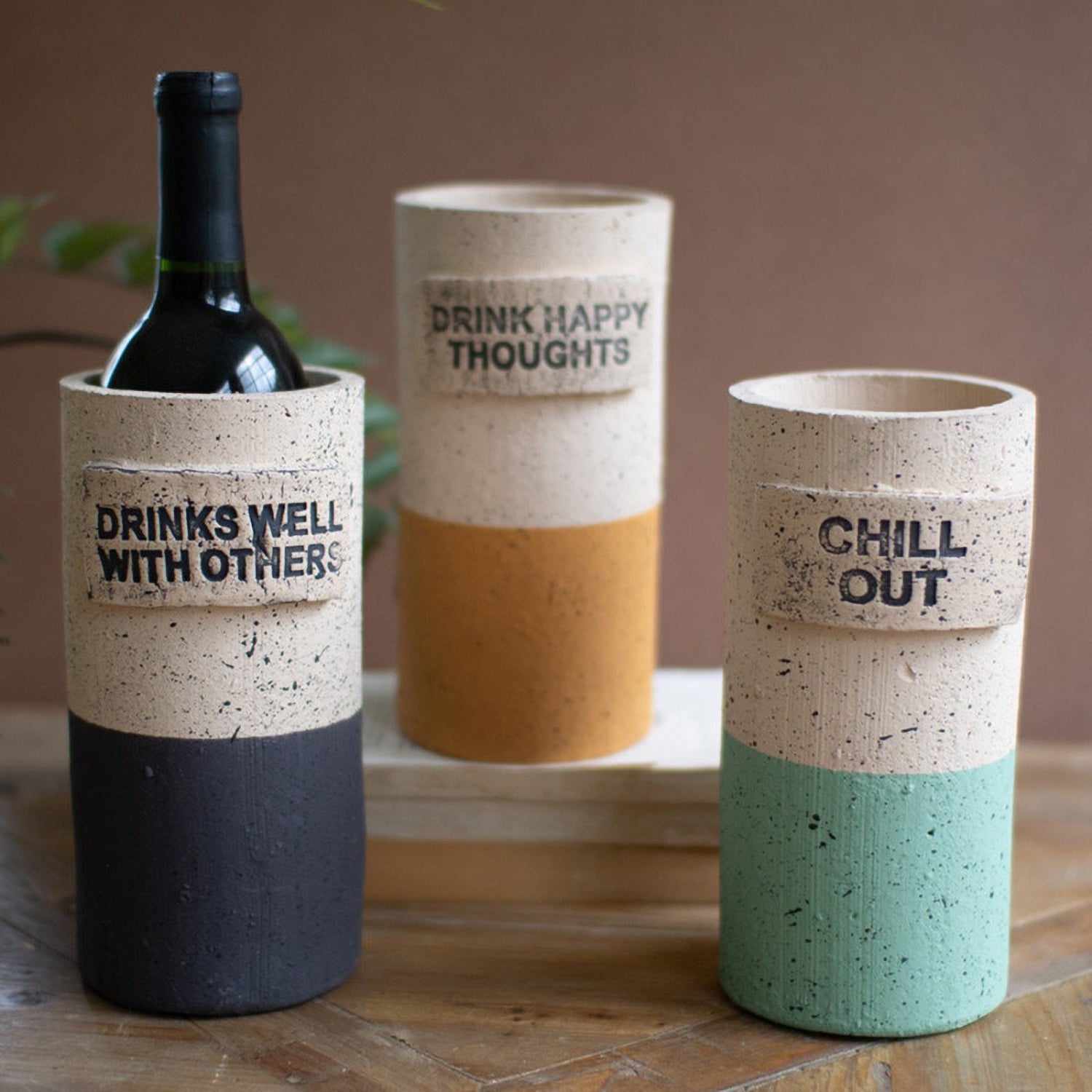 Dipped Terracotta Wine Cooler Set of 3