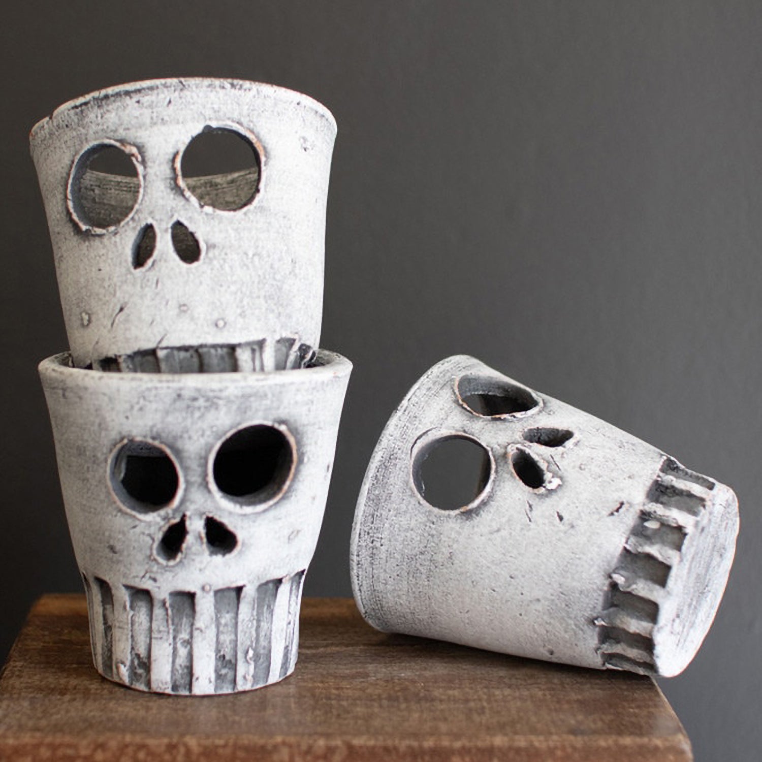 Halloween Skull Votive Holder Set of 3