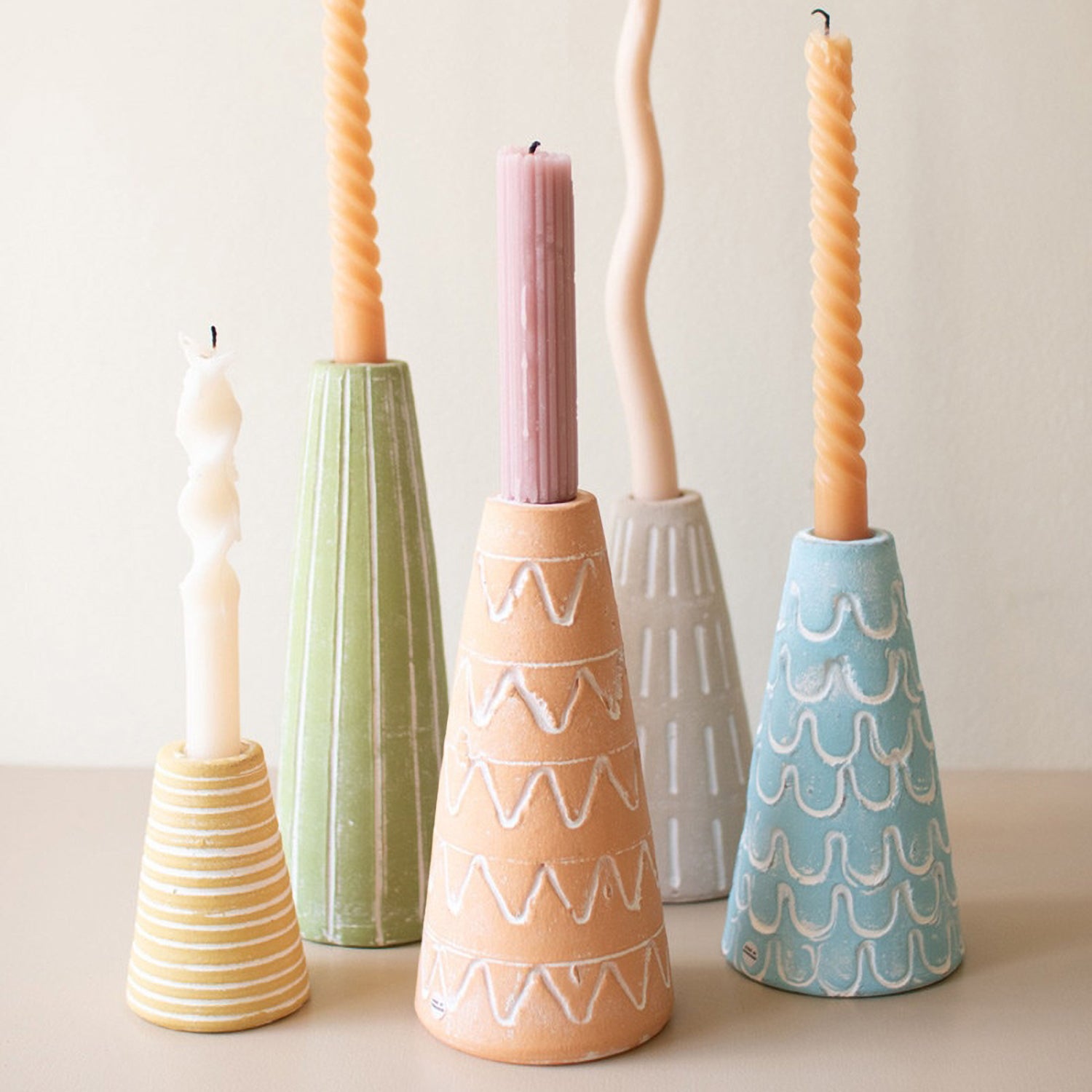 Party Hat Candle Taper Holder Set of 5