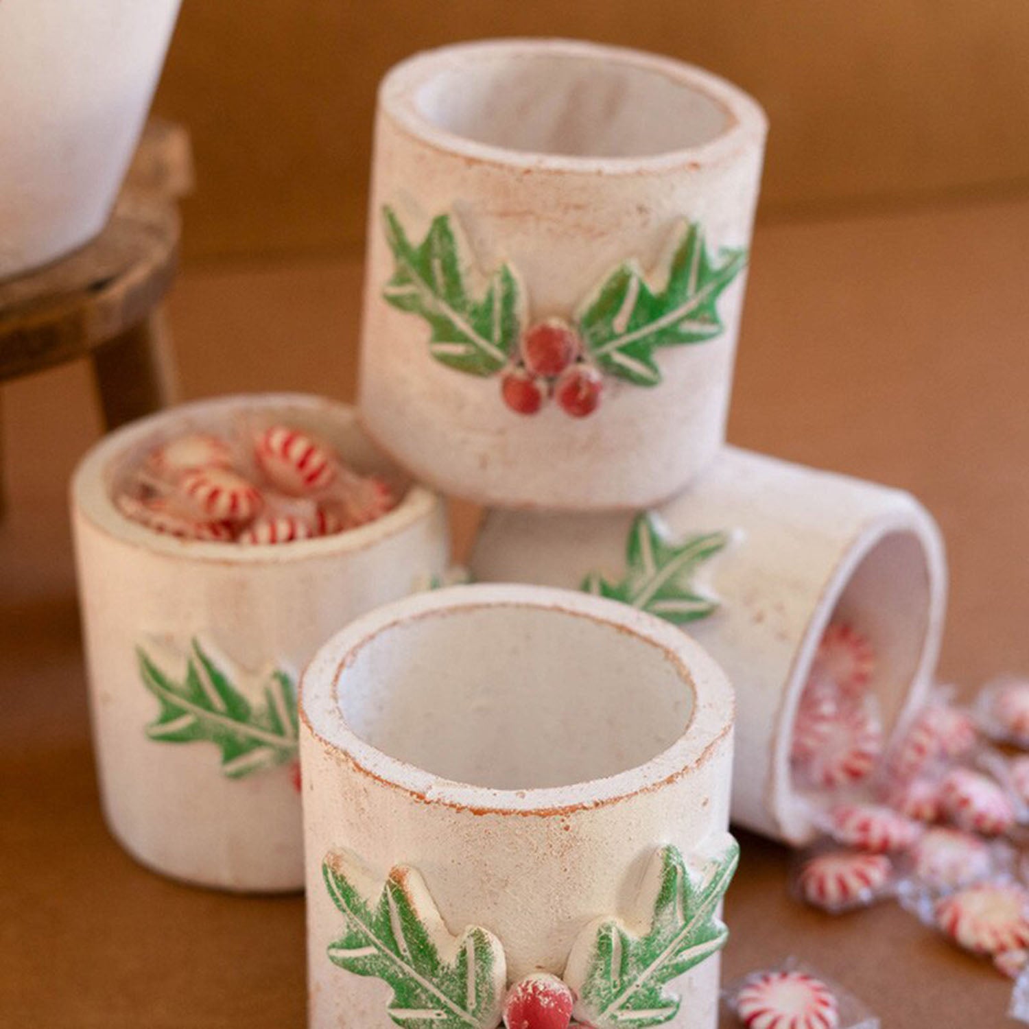 Christmas Holly Container Set of 4