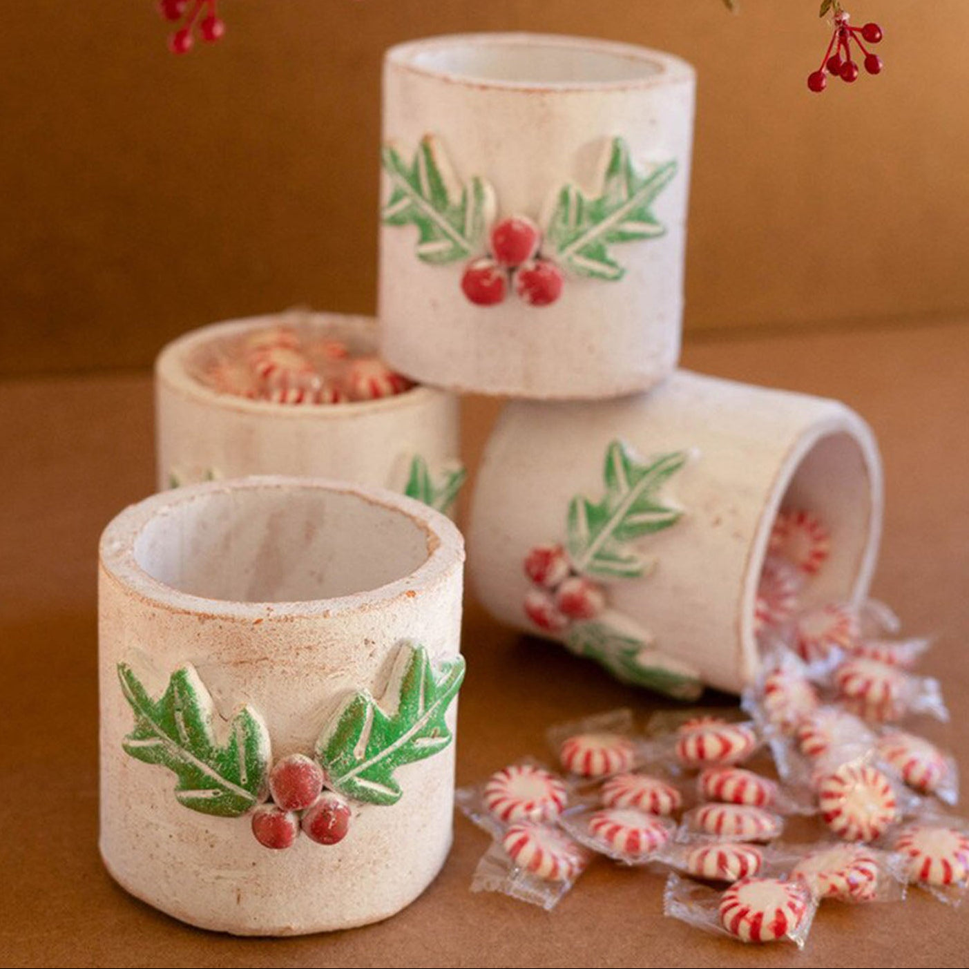 Christmas Holly Container Set of 4