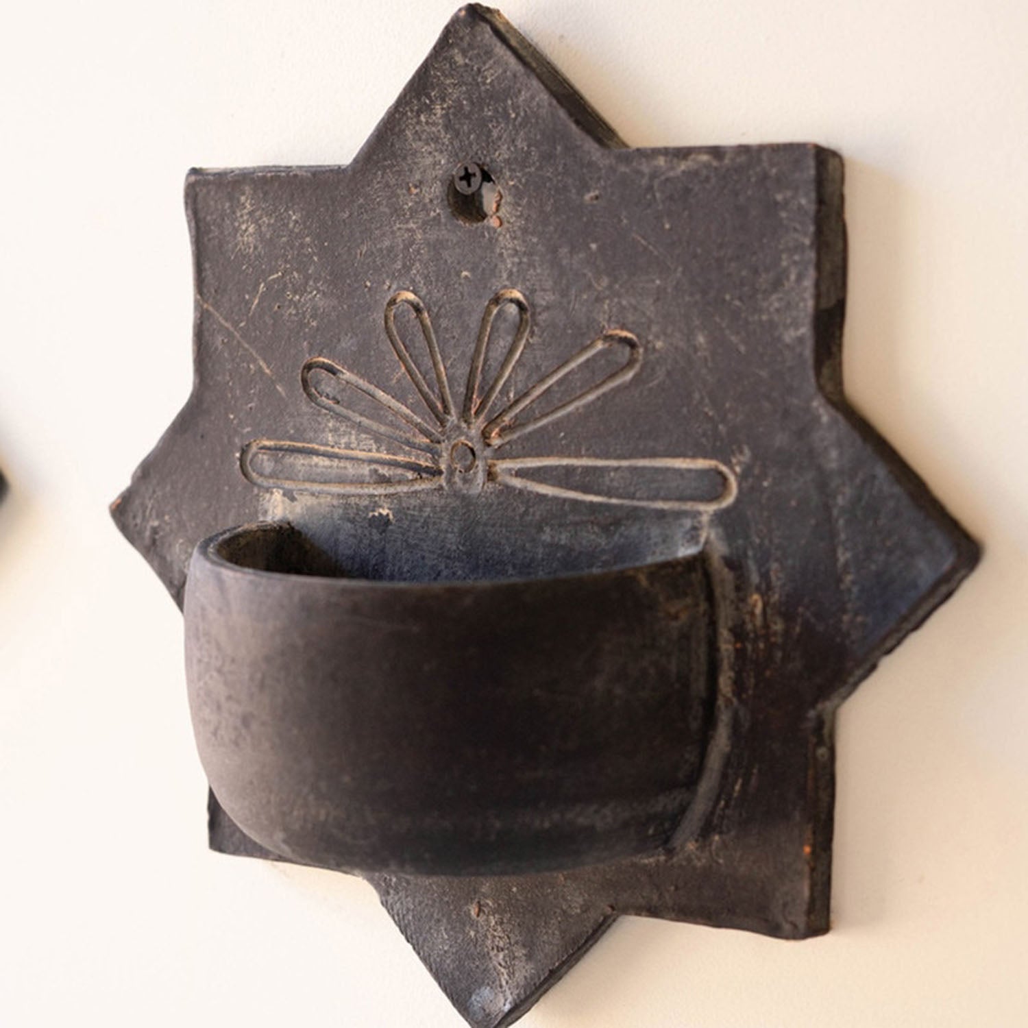 Black-Wash Clay Wall Planter Set of 4
