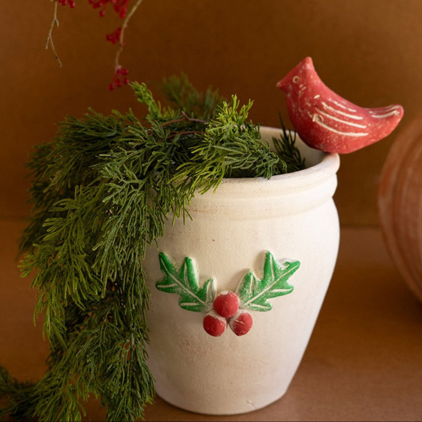 Bird and Holly Pot