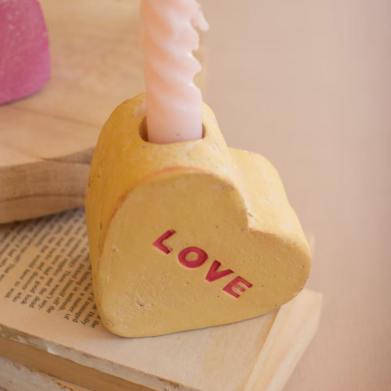 Clay Conversation Heart Candle Holder Set of 3
