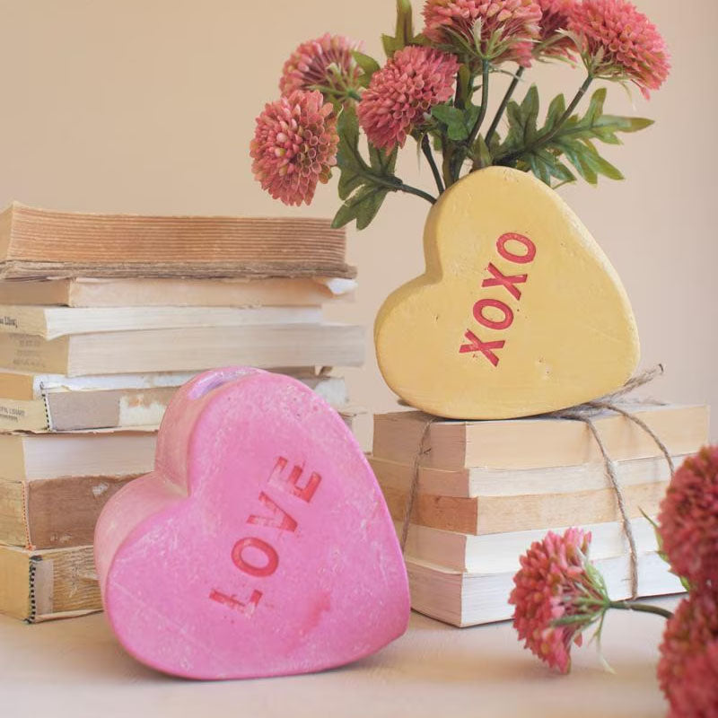 Clay Conversation Heart Vase Set of 2