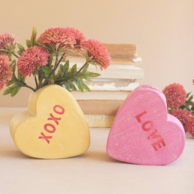 Clay Conversation Heart Vase Set of 2