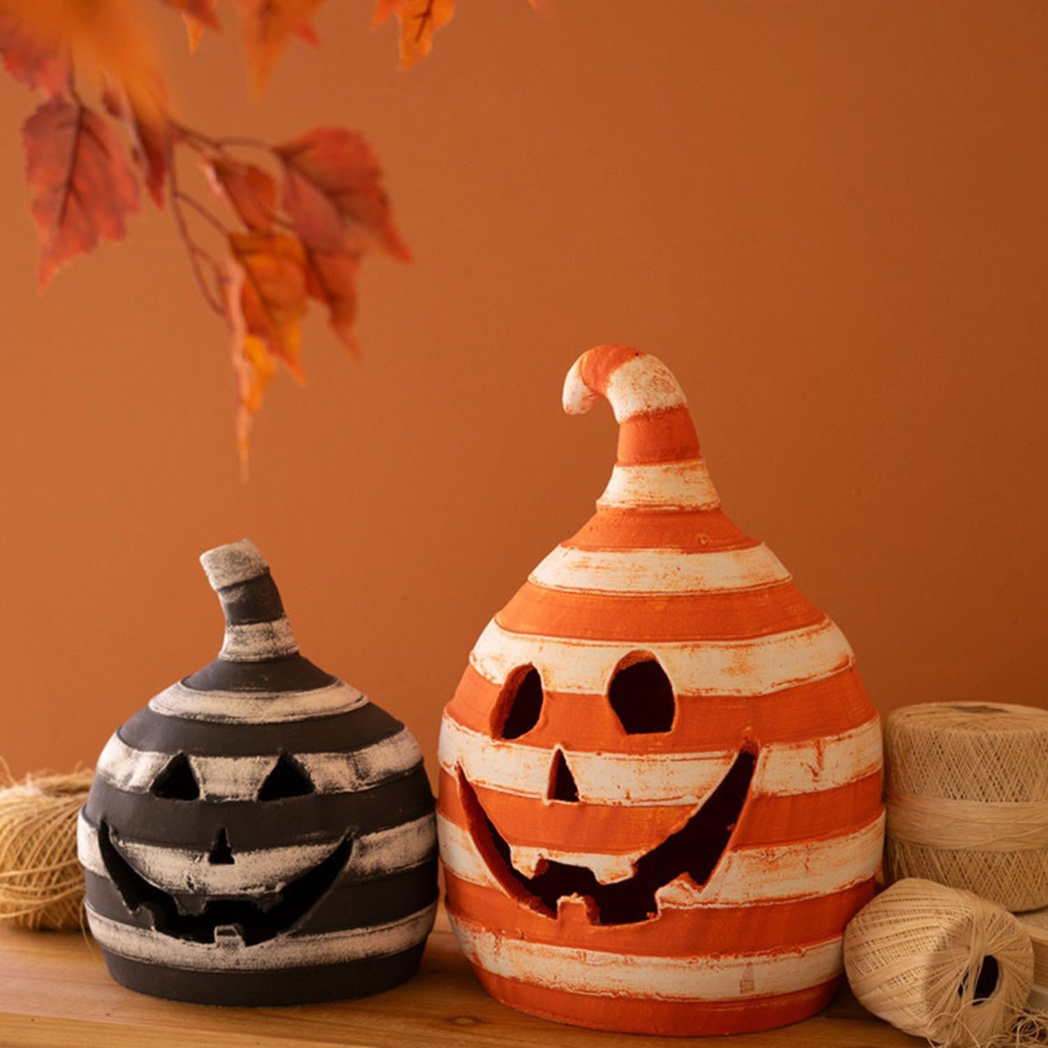 Striped Jack-O-Lantern Set of 2