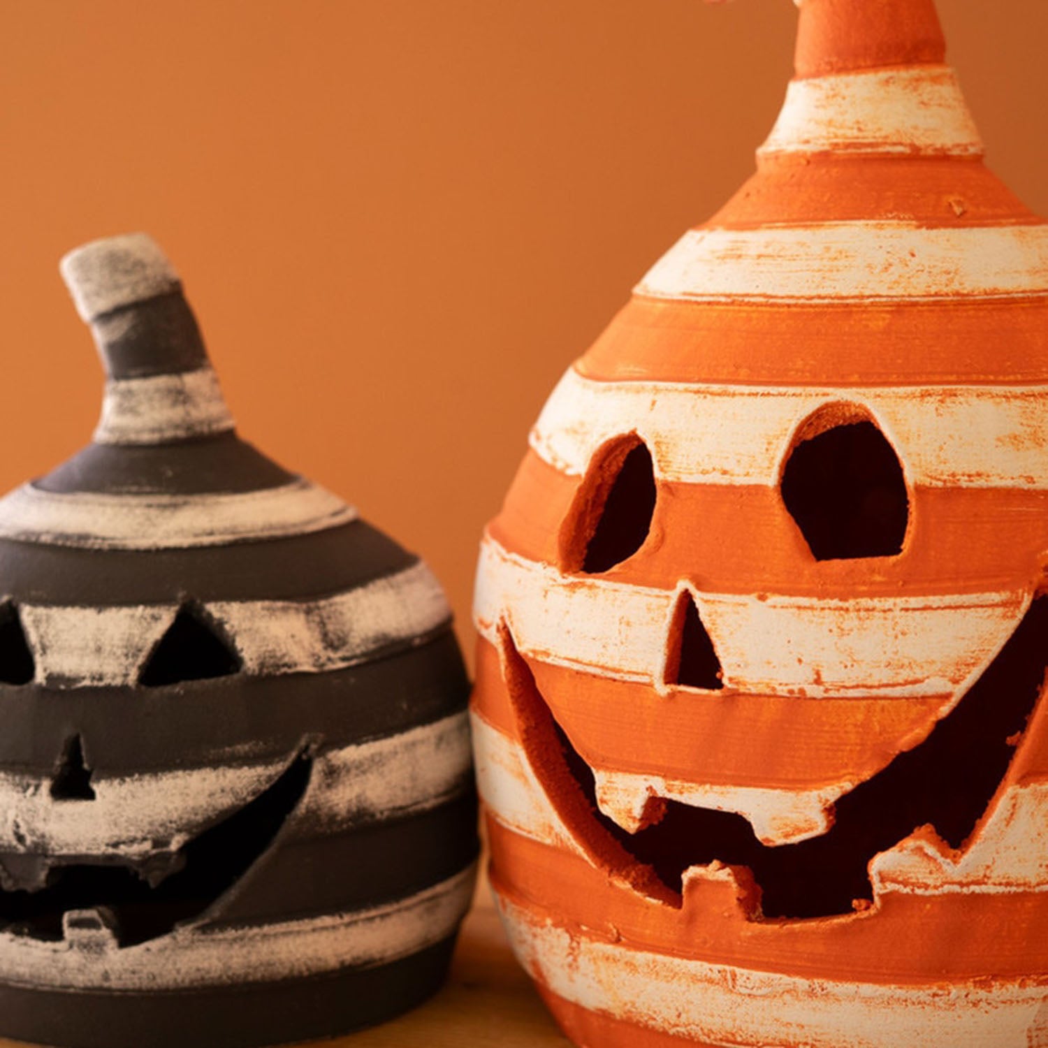 Striped Jack-O-Lantern Set of 2