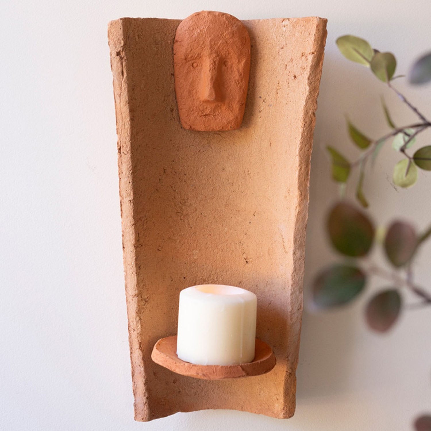 Roof Tile with Face Candle Holder