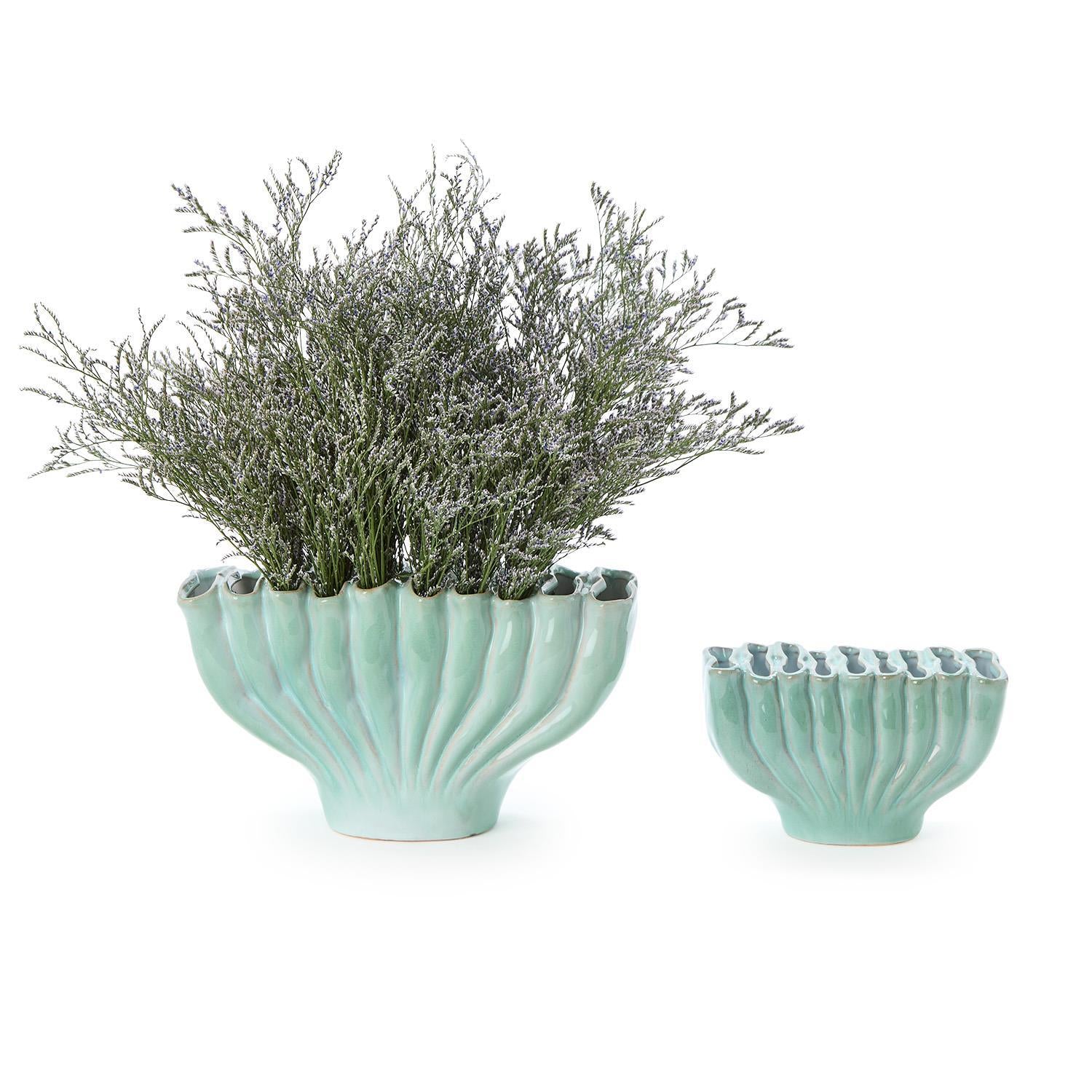 Celadon Ceramic Vase Set of 2